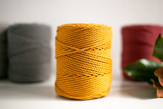 Kokvilnas aukla 3-pavedienu 4mm, sinepju